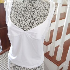 Amazon top in true white 85% polyester 15% spandex size large
